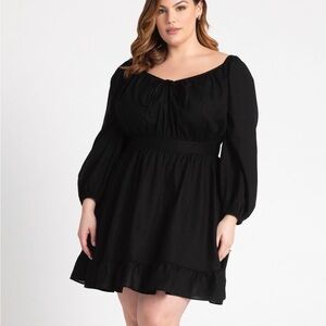 Eloquii 22 Puff Sleeve Linen Mini Dress NWT 3X